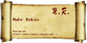 Mahr Robin névjegykártya